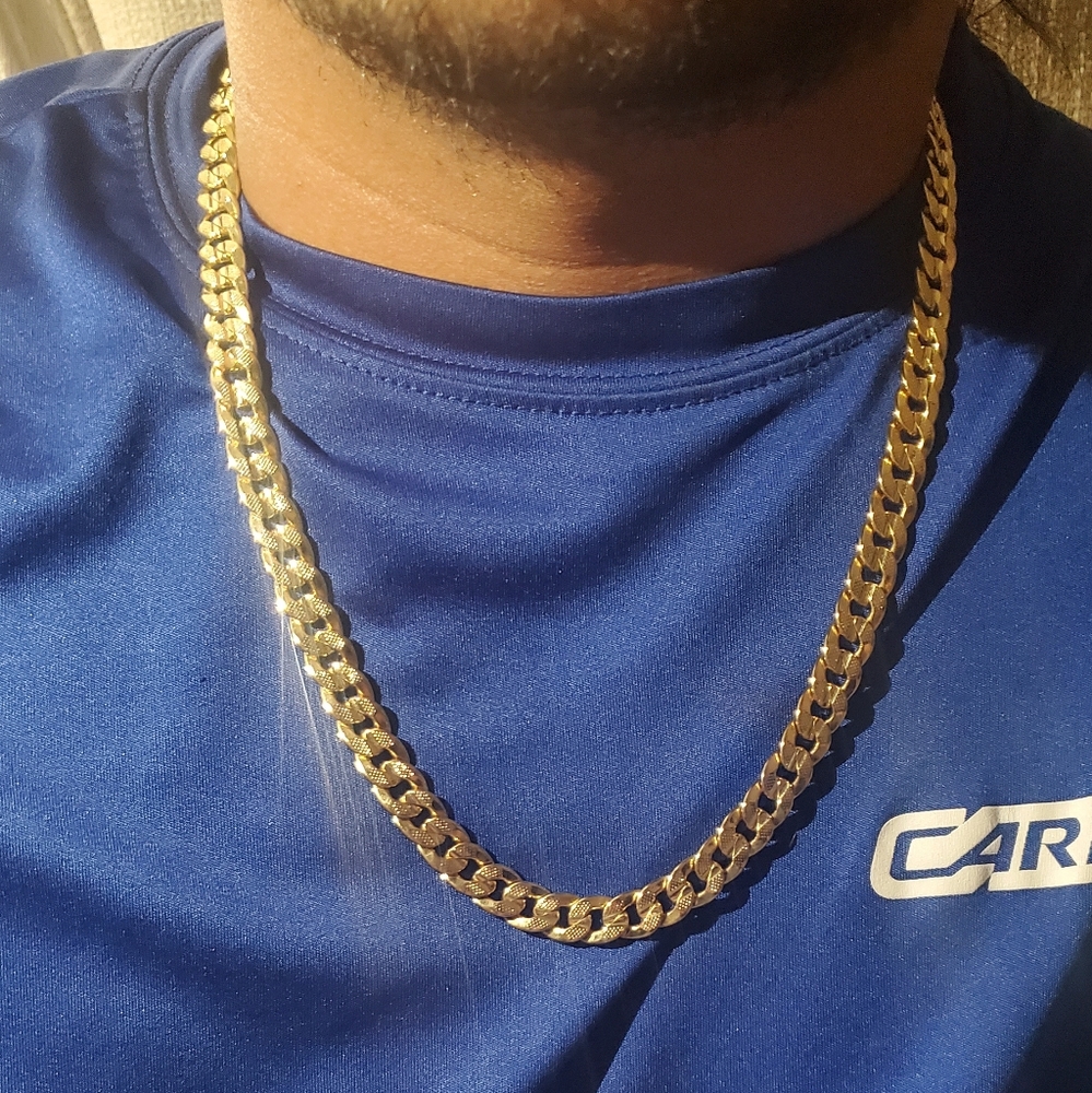 NEW| Stamped 18K Gold Cuban Link Chain Necklace 8mm 24"